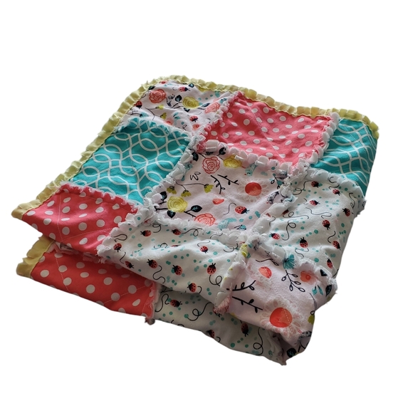 NEW Homemade Newborn Rag Quilt/ Doll Blanket/Pet Quilt/Security - Picture 8 of 10